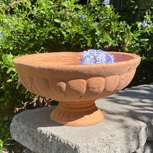 PRIMITIVE URN or BIRDBATH (4 Color Options): Solid Stone Durable Container. Sealed for Outdoor Use & Holds Water. Handcrafted in U.S.A