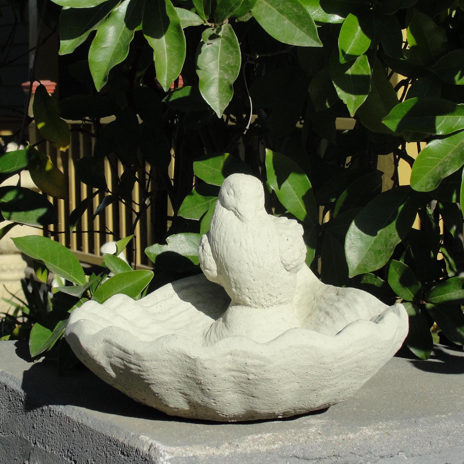Vintage Rustic Birdbath Solid Stone Garden Bird Feeder. Holds Water/Seed. Handcrafted U.s.a