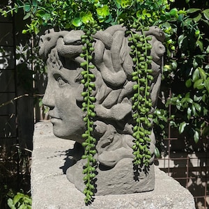 MEDUSA HEAD PLANTER (4 Color Options): Quality Durable Stone Bust. Home Office Garden Design. Sealed for Outdoors. Handcrafted in U.S.A