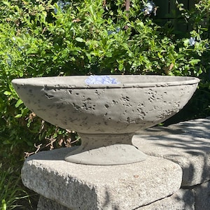 OVAL BIRDBATH or PLANTER (4 Color Options): Durable Solid Stone Garden Vessel. Holds Water or Plants. Sealed for Outdoors. Handcrafted U.S.A