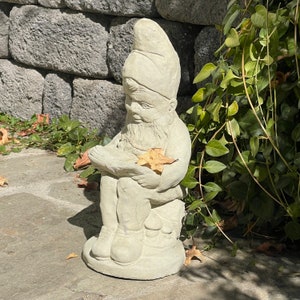 VINTAGE READING GNOME 4 Color Options: High Quality Solid Stone Statue w/ Distressed Texture. Sealed for Outdoors. Handcrafted in U.S.A image 3