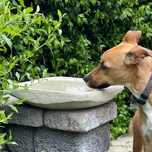 OCTAGON BIRDBATH (4 Color Options): Durable Solid Stone Bird Bath Feeder Garden Décor. Holds Water! Sealed for Outdoors. Handcrafted U.S.A