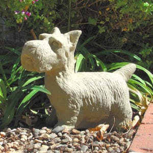 VINTAGE SCOTTY TERRIER: Solid Stone Dog Statue. Home Accent, Garden Decor. Handcrafted U.S.A