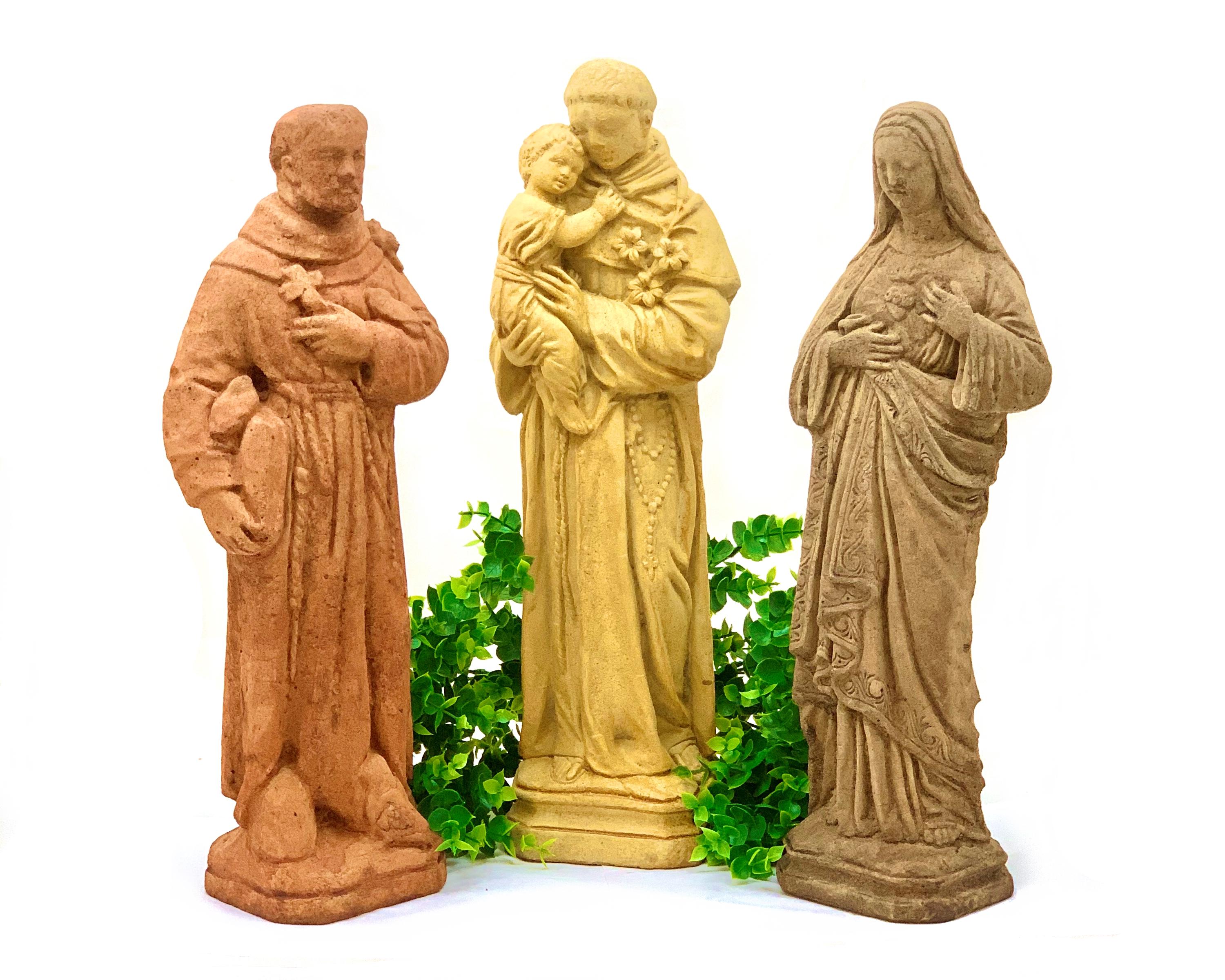 Vintage Patina Saints Solid Stone Catholic Statuary. Religious Home & Garden Decor. Handcrafted U.s.a