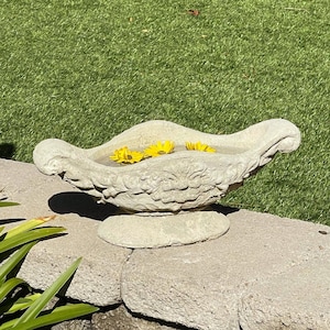 LEFLEUR BIRDBATH / PLANTER: Rustic Stone Vessel. Home & Garden Decor. Outdoor Safe. Handcrafted U.S.A.