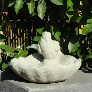 VINTAGE RUSTIC BIRDBATH 4 Color Options: Solid Stone Birdfeeder w/ Weathered Detail, Holds Water, Wildlife Safe. Handcrafted in U.S.A Classic (white)