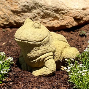 VINTAGE HAPPY FROG (8 Color Options): Durable Solid Stone Statue. Unique Home Decor Garden Accent. Sealed for Outdoors. Handcrafted U.S.A