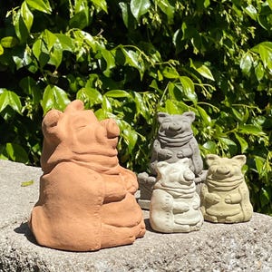 MEDITATING BUDDHA PIG: Solid Stone Sculpture. Home & Garden Statue. Outdoor Safe! Handcrafted U.S.A.