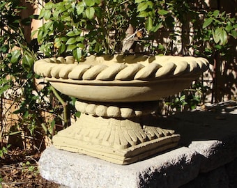 BRAIDED BOWL BIRDBATH (4 Color Options): Solid Stone Bird Bath Feeder Garden Décor. Holds Water! Sealed for Outdoors. Handcrafted U.S.A