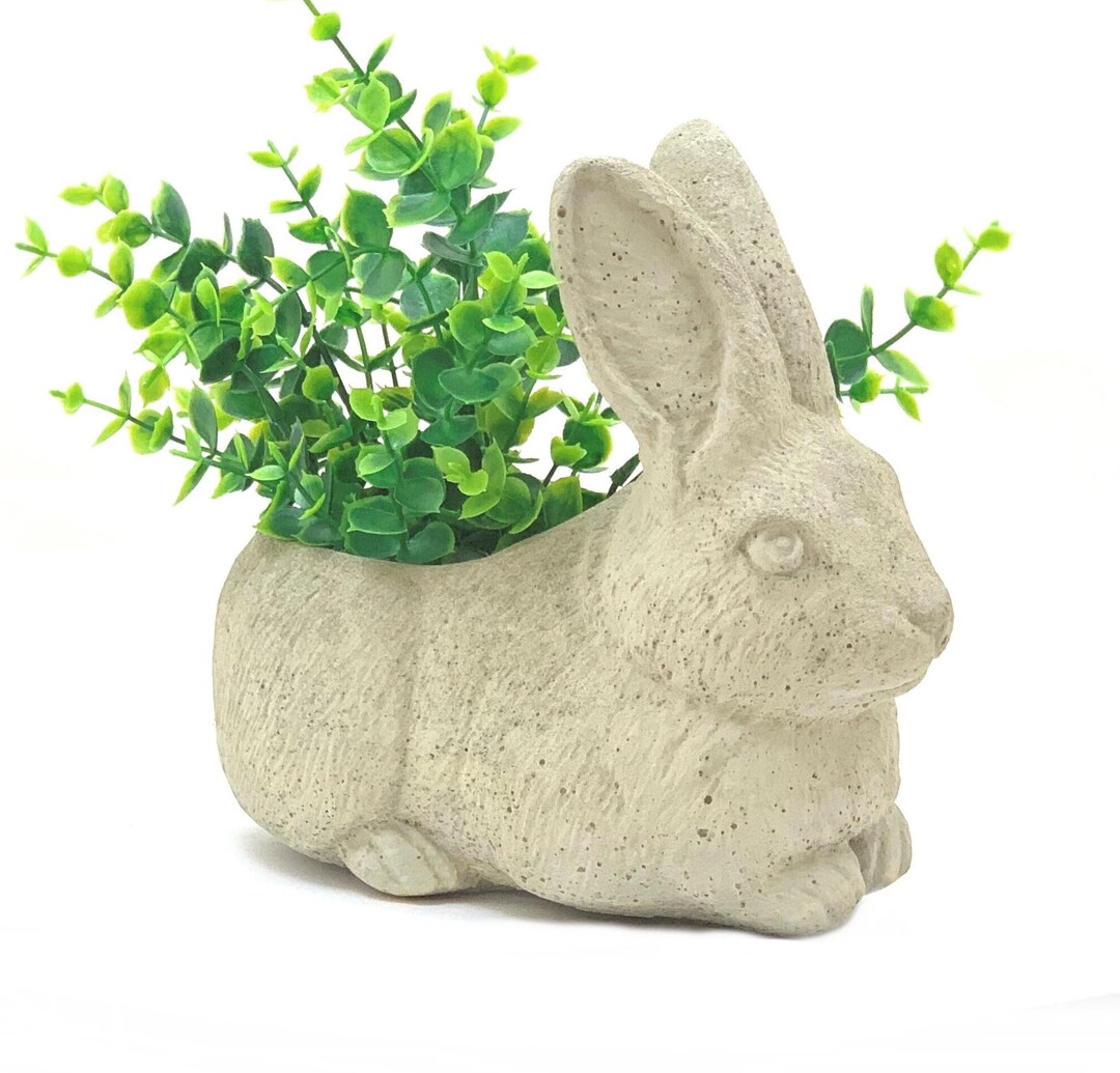 VINTAGE RABBIT PLANTER (4 Color Options): Durable Solid Stone Flowerpot ...