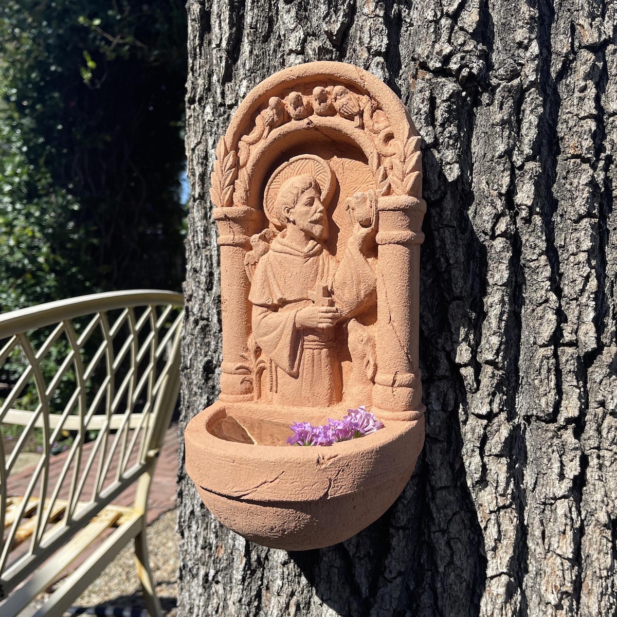 SAINT FRANCIS BIRDBATH (4 Color Options): Durable Solid Stone Wall Plaque. Home Decor Garden Accent. Sealed for Outdoors. Handcrafted U.S.A - Etsy