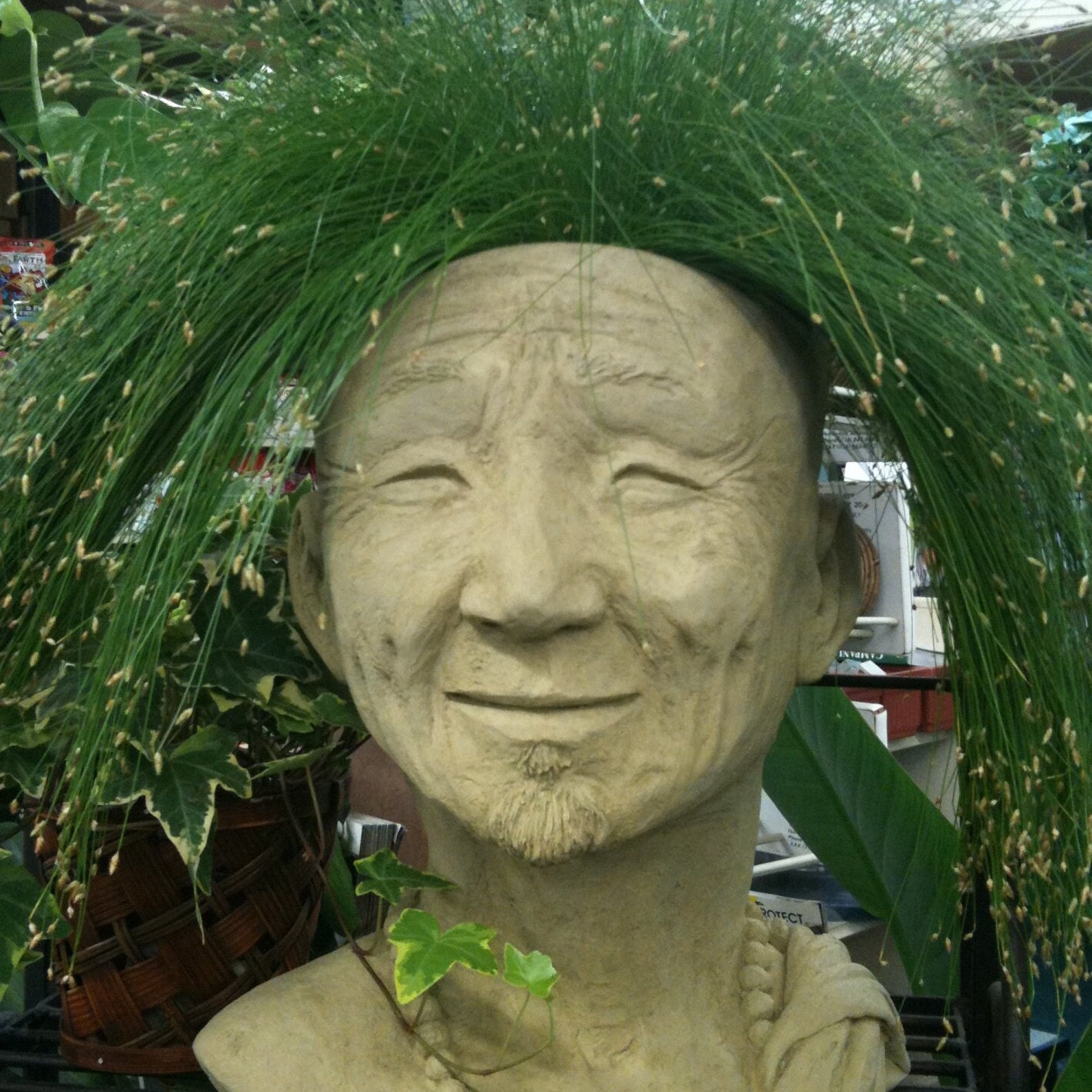MONK HEAD PLANTER 8 Color Options Solid Stone Asian Etsy
