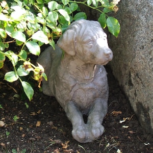 VINTAGE "FAMILY DOG": Solid Stone Statue. Rottweiler Labrador Pointer Garden Decor. Handcrafted U.S.A.