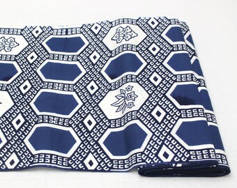 Vintage Japanese Cotton Fabric: Indigo Katazome Geometric Yukata