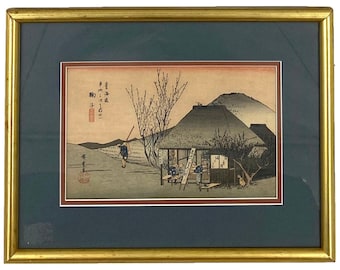 Utagawa Hiroshige. 53 Stations of the Tokaido. 20th Station. Mariko Tea Shop. Japanese Ukiyo-E. Original Woodblock