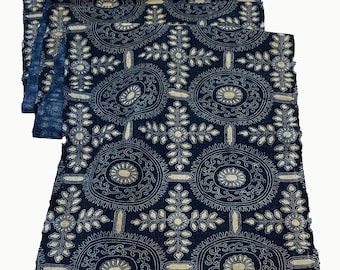 Japanese Katazome. Japanese Cotton. Indigo Dyed. Antique Fabric. Japanese Indigo. Stencil Dyed. Boro Textile. Folk Fabric. Geometric Floral