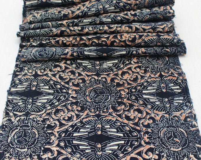 EXCEPTIONAL. Japanese Katazome. Japanese Antique. Cotton Fabric. Indigo Dyed. Boro Textile. Stencil Dyed. Folk Fabric. Quilting Fabric