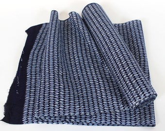 Vintage Japanese Indigo Cotton Fabric: Geometric Shibori Yukata Bolt