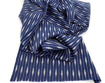 Japanese Fabric. Japanese Cotton. Japanese Ikat. Striped Cotton. Quilting Cotton. Hand Woven Cotton. Kimono Fabric. Blue Striped Cotton.