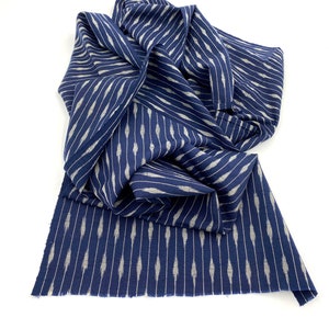 Japanese Fabric. Japanese Cotton. Japanese Ikat. Striped Cotton. Quilting Cotton. Hand Woven Cotton. Kimono Fabric. Blue Striped Cotton. image 1