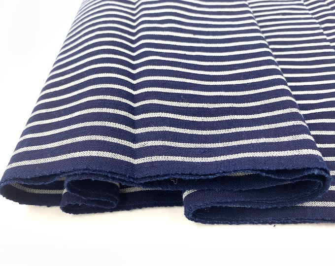 Japanese Fabric. Japanese Cotton. Japanese Ikat. Striped Cotton. Indigo Blue Cotton. Hand Woven Cotton. Vintage Fabric. Striped Cotton.