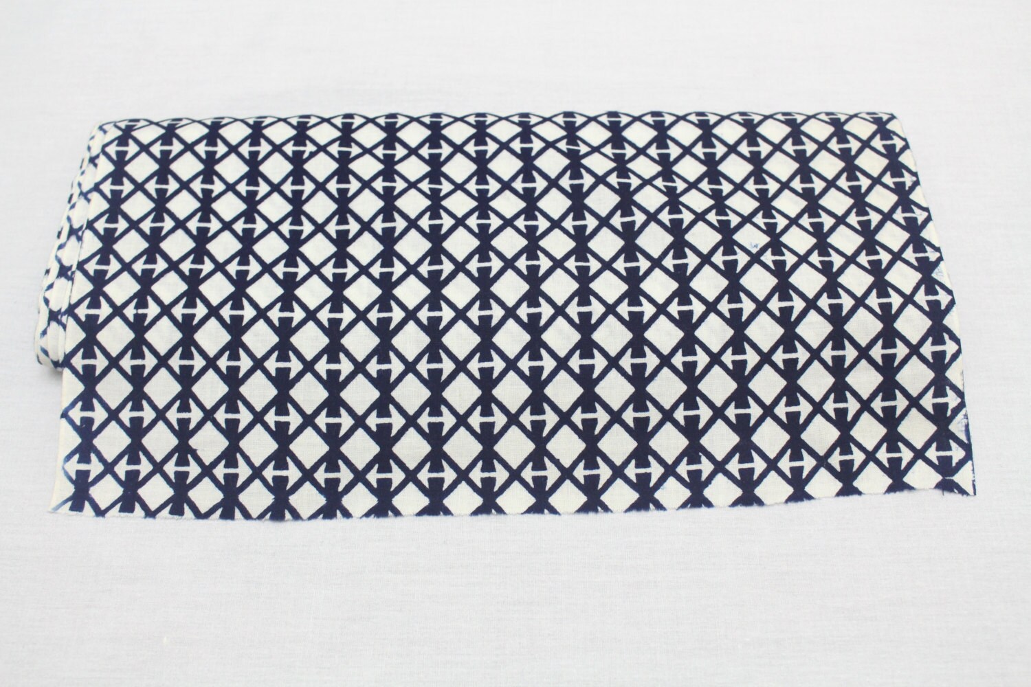 Japanese Cotton. Blue and White. Geometric Cotton. Vintage Fabric ...