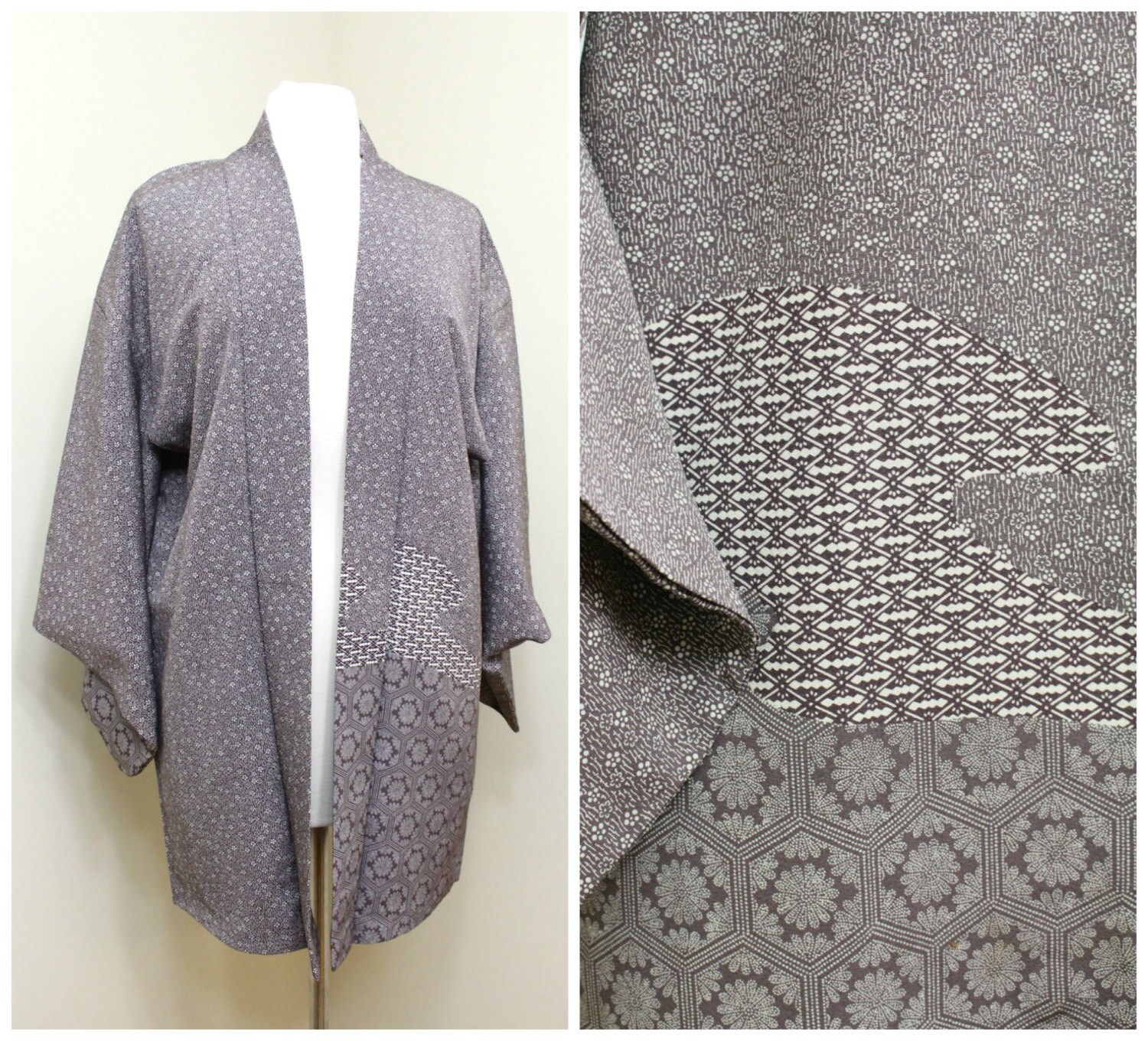 Japanese Haori Jacket. Vintage Silk Coat Worn Over Kimono. Purple ...