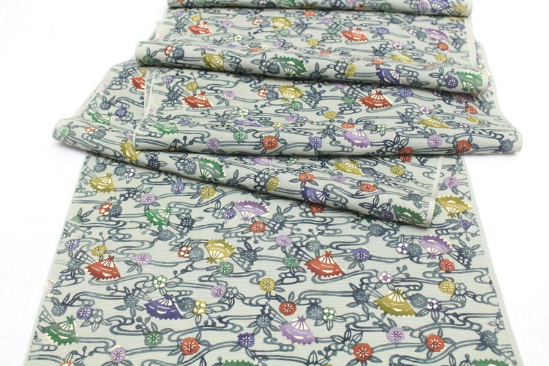 Japanese Silk. Okinawan Bingata. Vintage Silk. Hand Dyed Fabric. Artisan Made. Kimono Fabric. Floral Silk. Green Floral Fabric. Light Sheer image 2