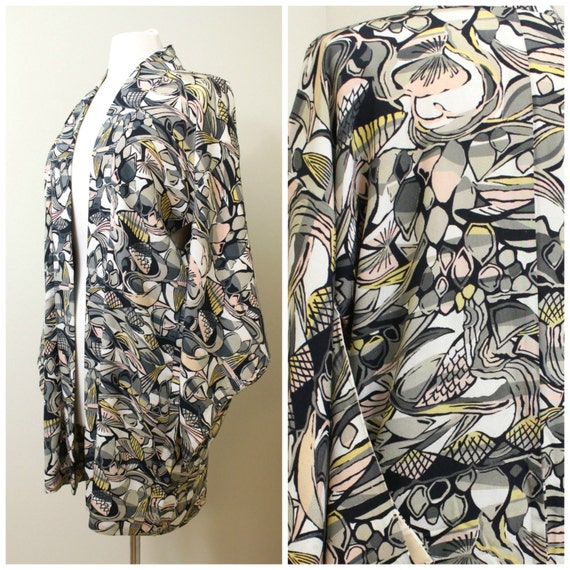 Japanese Haori Jacket. Vintage Silk Coat Worn Over