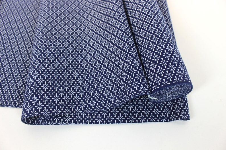 Vintage Japanese. Yukata Bolt. Blue and White. Geometric Cotton. Japanese Cotton. Geometric Fabric. Japanese Indigo. Indigo Cotton. 2087 image 1