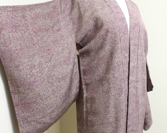 Vintage Silk Haori Jacket: Dark Purple Moving Water Design