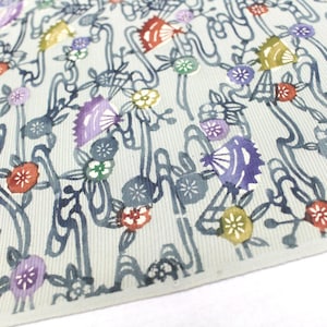 Japanese Silk. Okinawan Bingata. Vintage Silk. Hand Dyed Fabric. Artisan Made. Kimono Fabric. Floral Silk. Green Floral Fabric. Light Sheer image 1