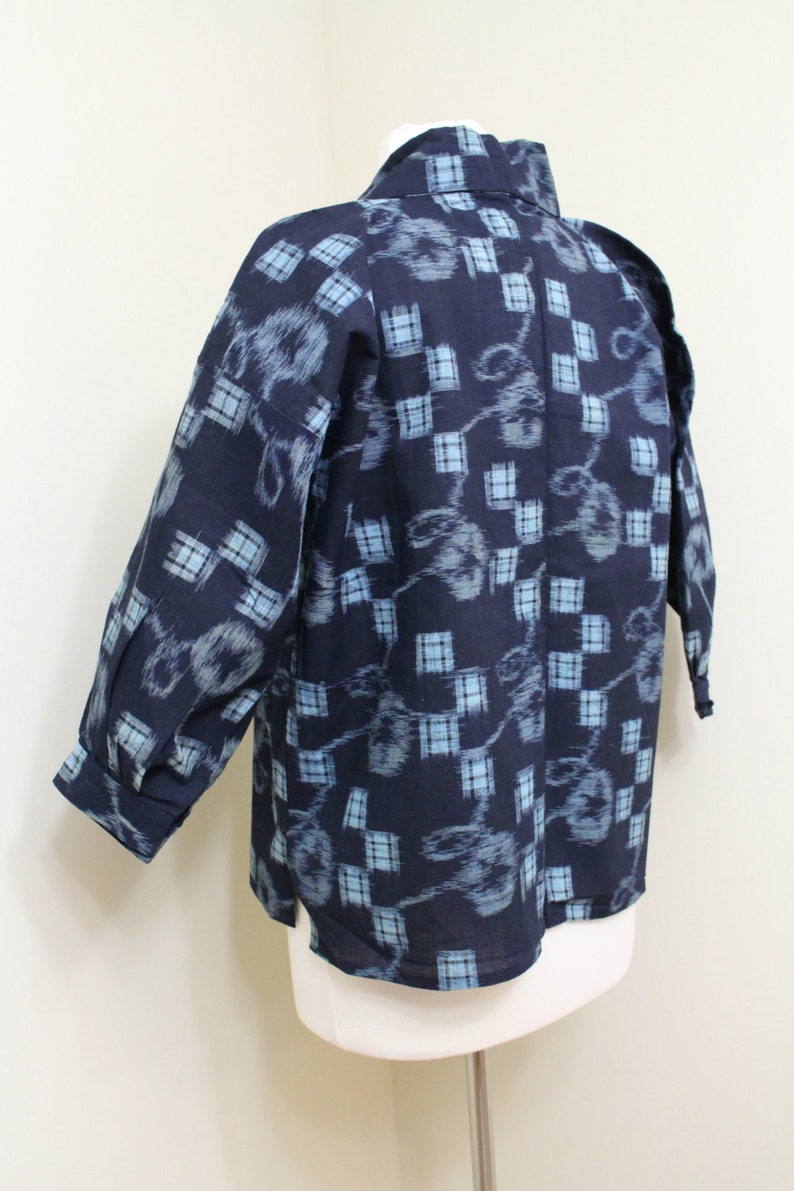 IKAT Haori Jacket. Vintage Japanese Indigo Kasuri Cotton Folk | Etsy