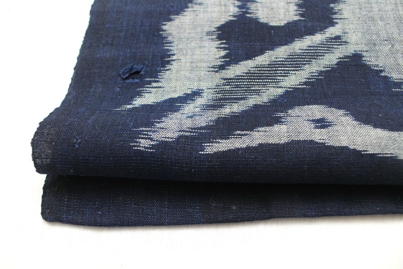 E-Gasuri. Japanese Ikat. Vintage Cotton. Picture Ikat. Woven Textile. Indigo Cotton. Boro Cotton. Quilting Fabric. Indigo Cotton Fabric image 2