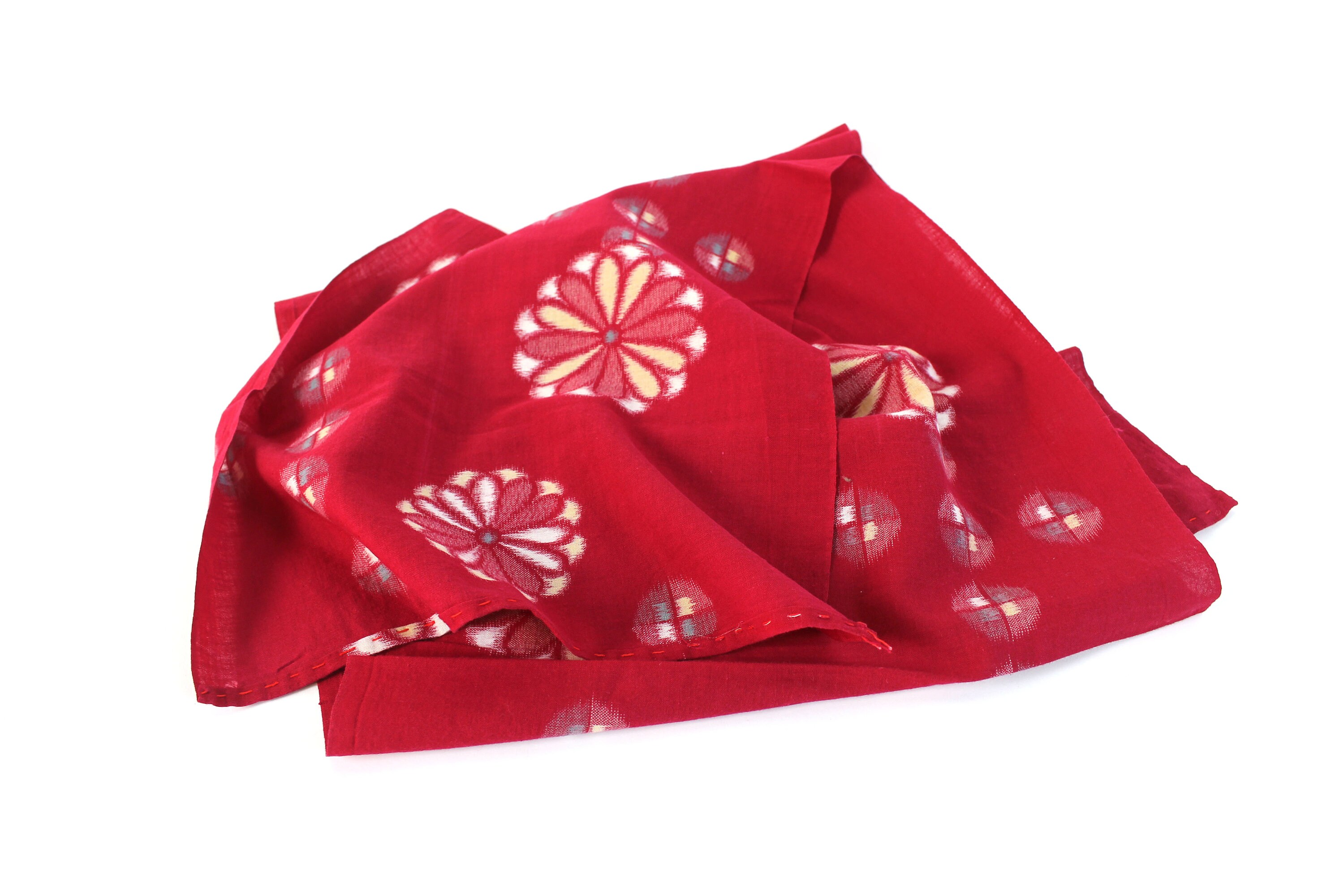 Japanese Cotton. Vintage Japanese Fabric. Red Cotton. Japanese Ikat