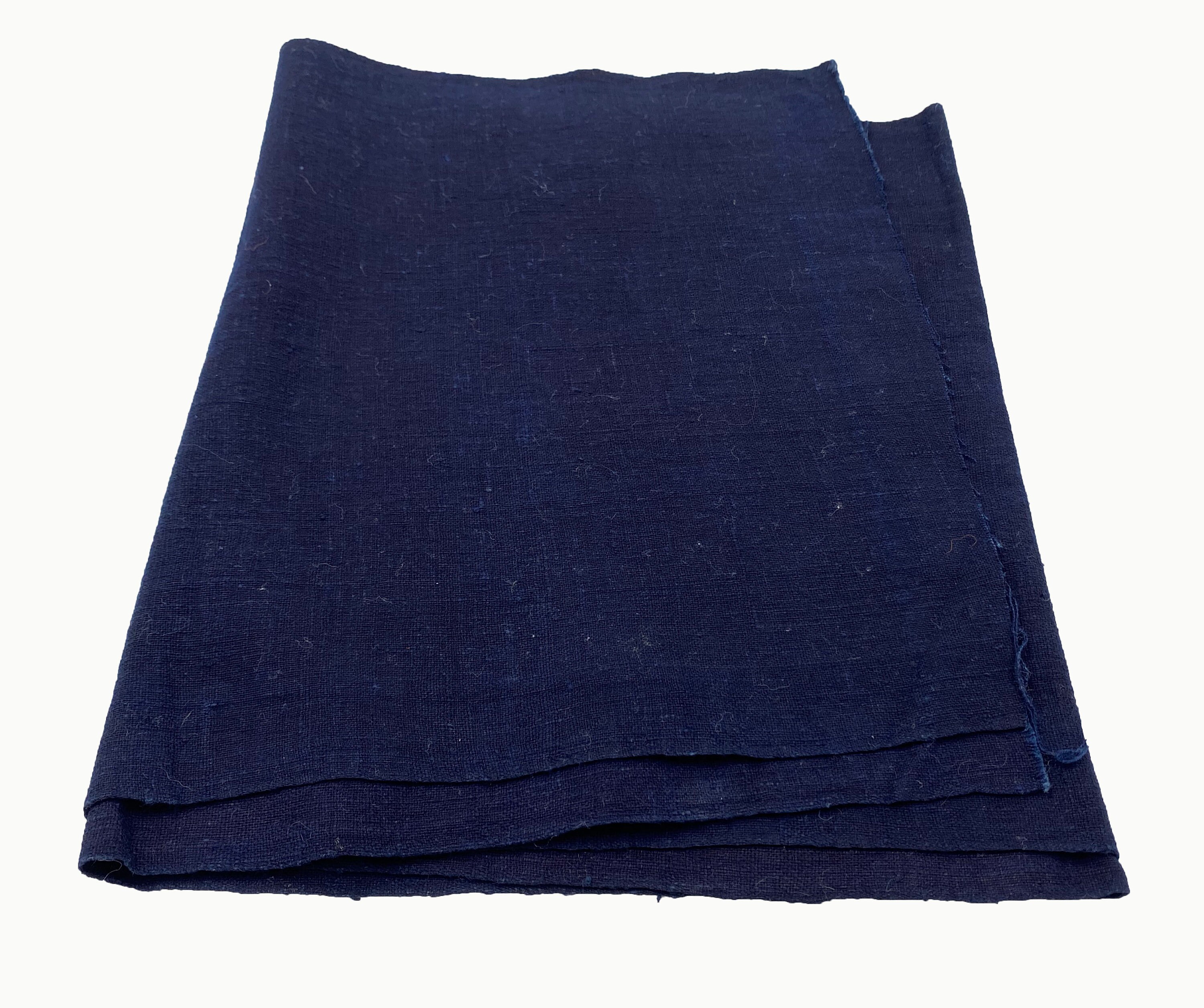 Cotton hemp Shimofuri, Indigo cotton linen fabric, Japan Aizome