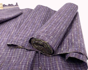 Japanese Tsumugi Ikat. Fine Woven Wool. Kimono Bolt. Wool Pongee. Woven Fabric. Purple Woven Fabric. Table Runner