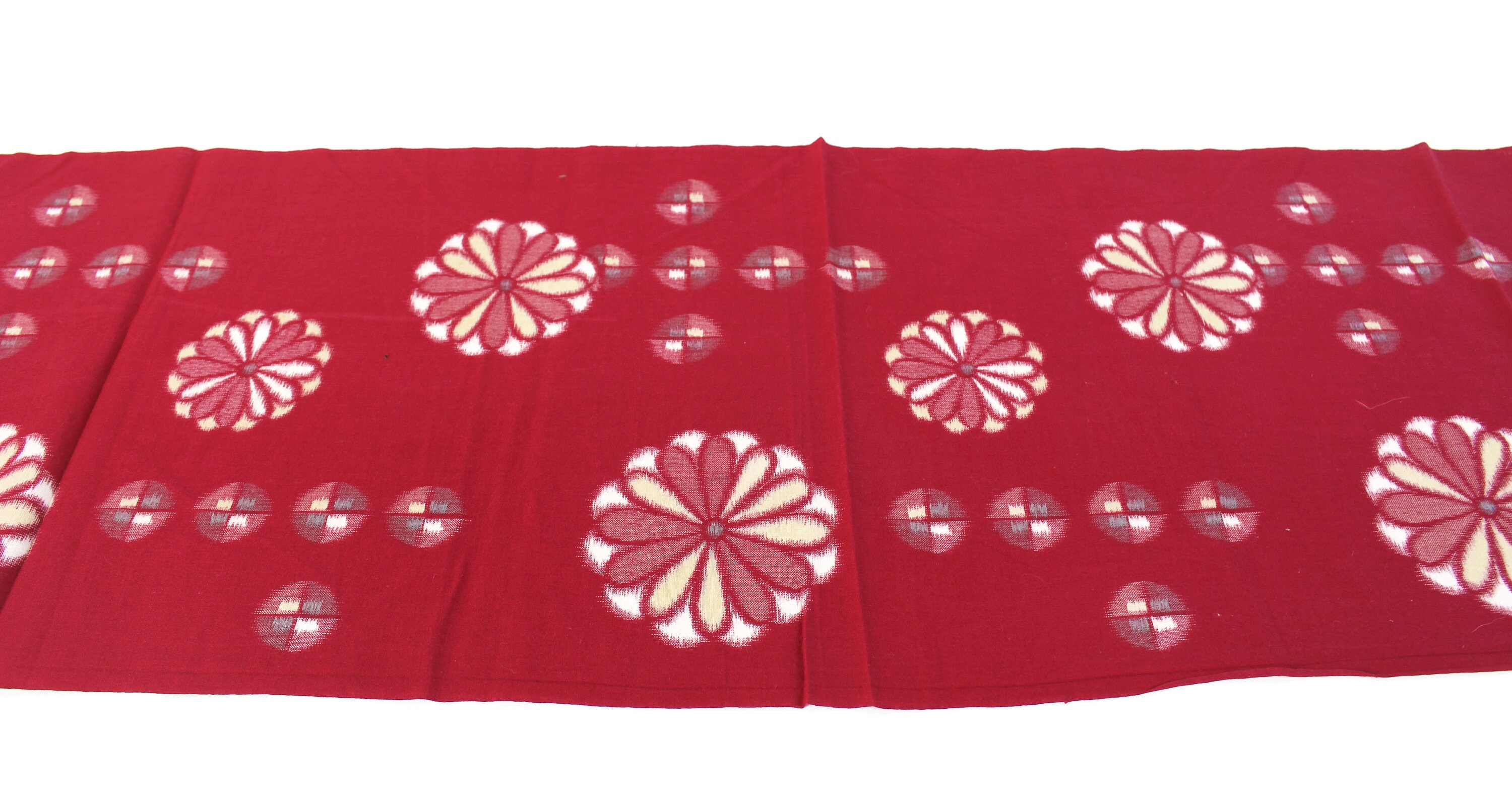 Japanese Cotton. Vintage Japanese Fabric. Red Cotton. Japanese Ikat