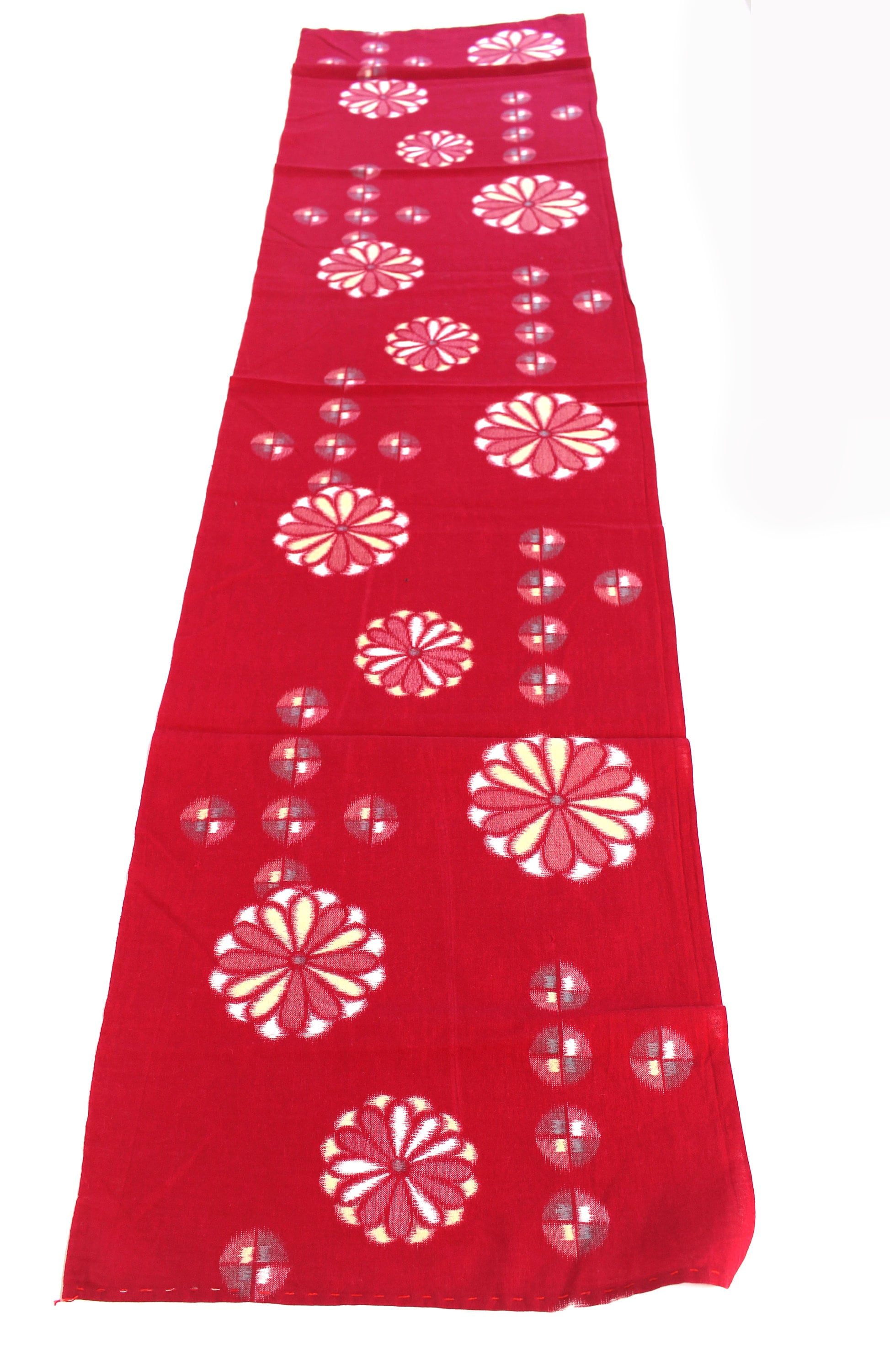 Japanese Cotton. Vintage Japanese Fabric. Red Cotton. Japanese Ikat