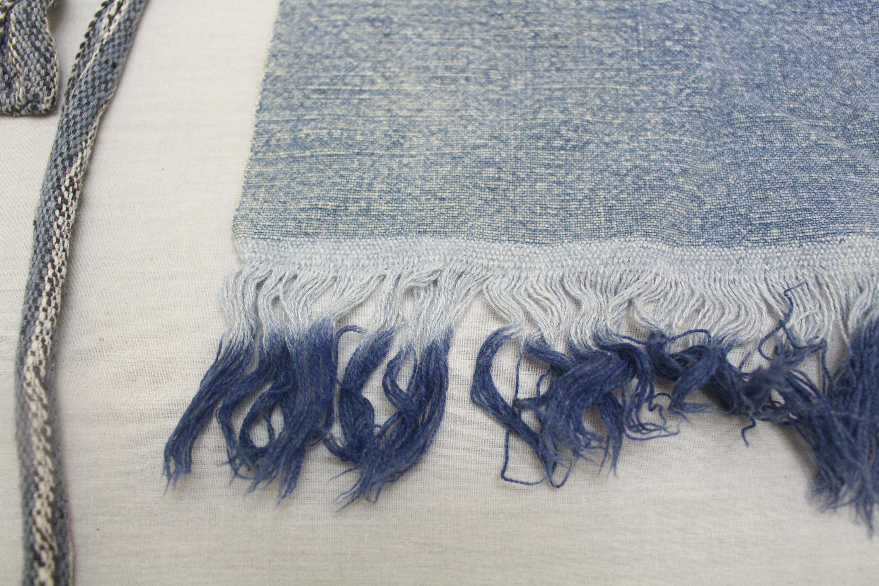 Denim Apron, Japanese Vintage Maekake. Indigo Blue White Kanji