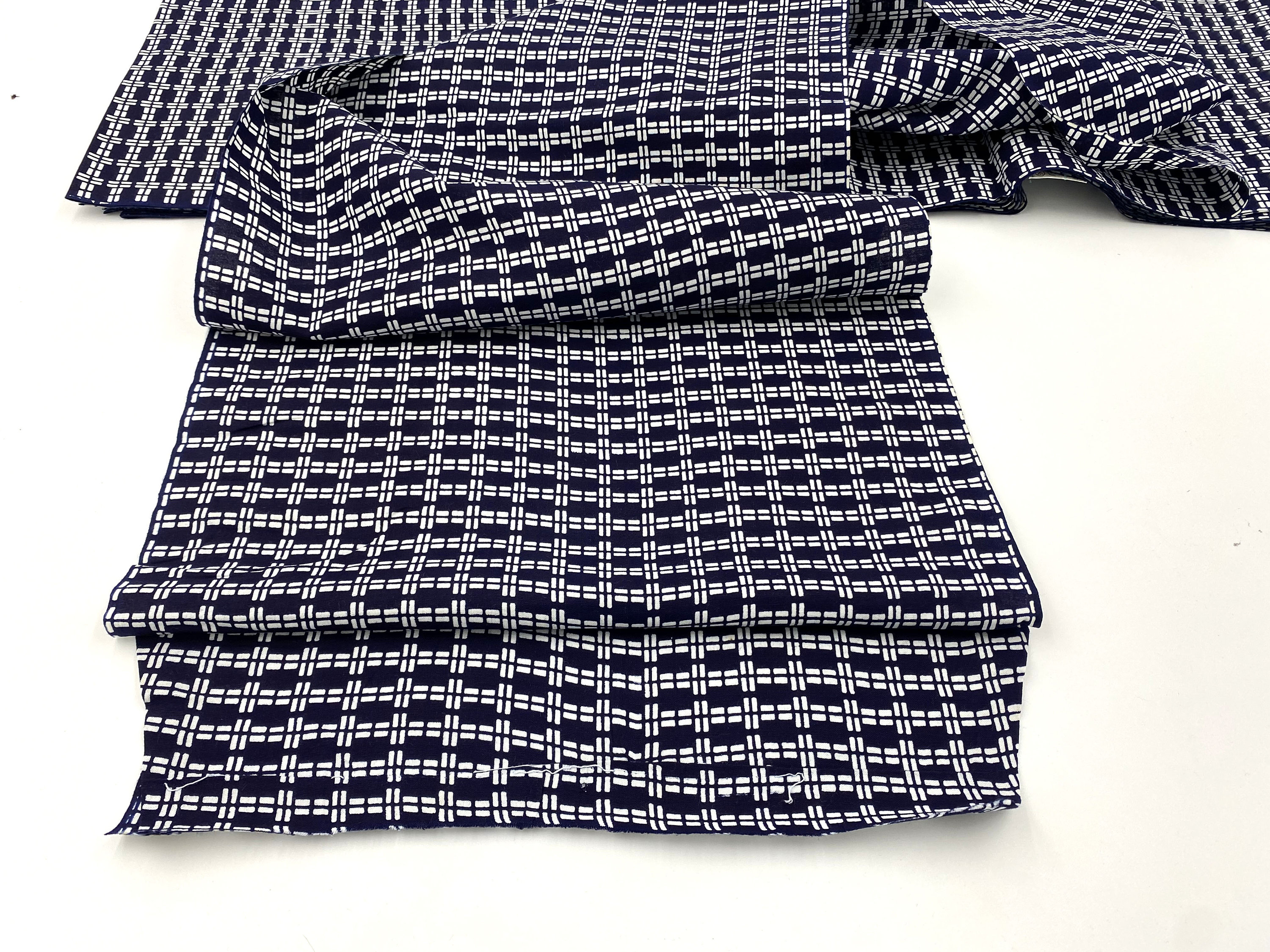 Japanese Cotton. Yukata Cotton. Vintage Japanese. Blue and White Cotton