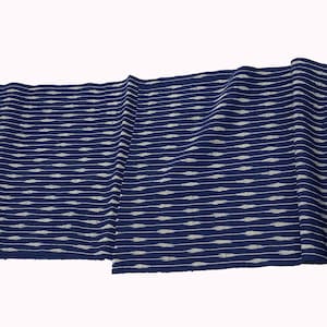 Japanese Fabric. Japanese Cotton. Japanese Ikat. Striped Cotton. Quilting Cotton. Hand Woven Cotton. Kimono Fabric. Blue Striped Cotton. image 5