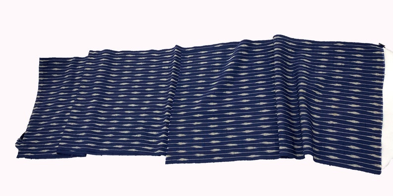 Japanese Fabric. Japanese Cotton. Japanese Ikat. Striped Cotton. Quilting Cotton. Hand Woven Cotton. Kimono Fabric. Blue Striped Cotton. image 5