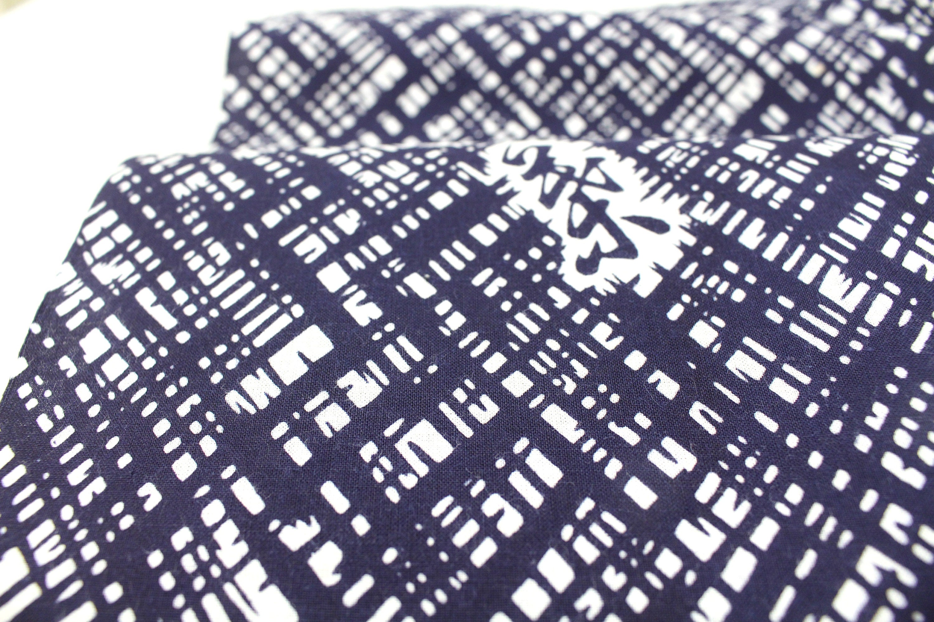 Japanese Vintage Yukata Cotton. Traditional Hand Dyed Fabric. Blue