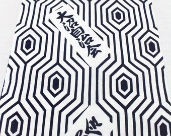 Vintage Japanese Cotton Fabric: Indigo Geometric Yukata Material