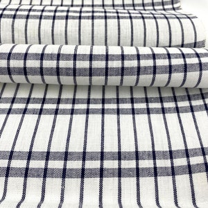 Japanese Ikat Cotton. Black and White Plaid Fabric. Hand Woven Ikat. Vintage Fabric.