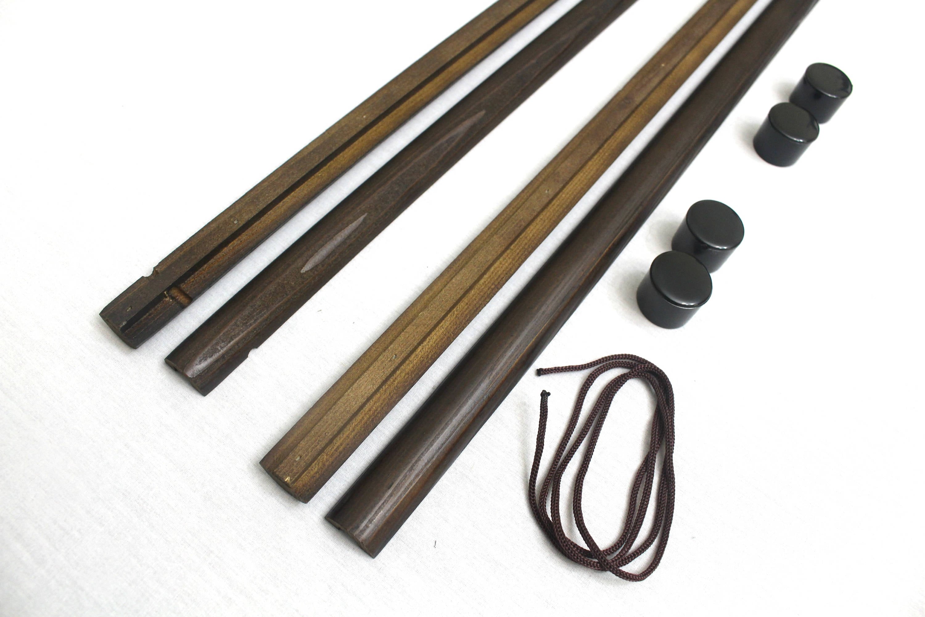 WIDE Japanese Textile Display Hanger. Wooden Fabric Scroll. Wall