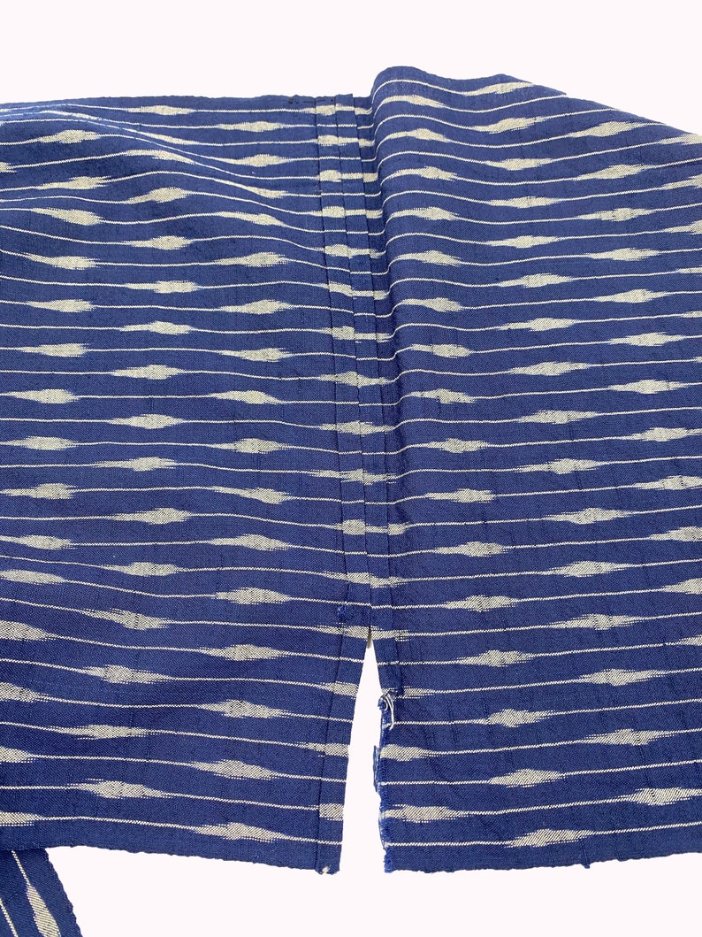 Japanese Fabric. Japanese Cotton. Japanese Ikat. Striped Cotton. Quilting Cotton. Hand Woven Cotton. Kimono Fabric. Blue Striped Cotton. image 7