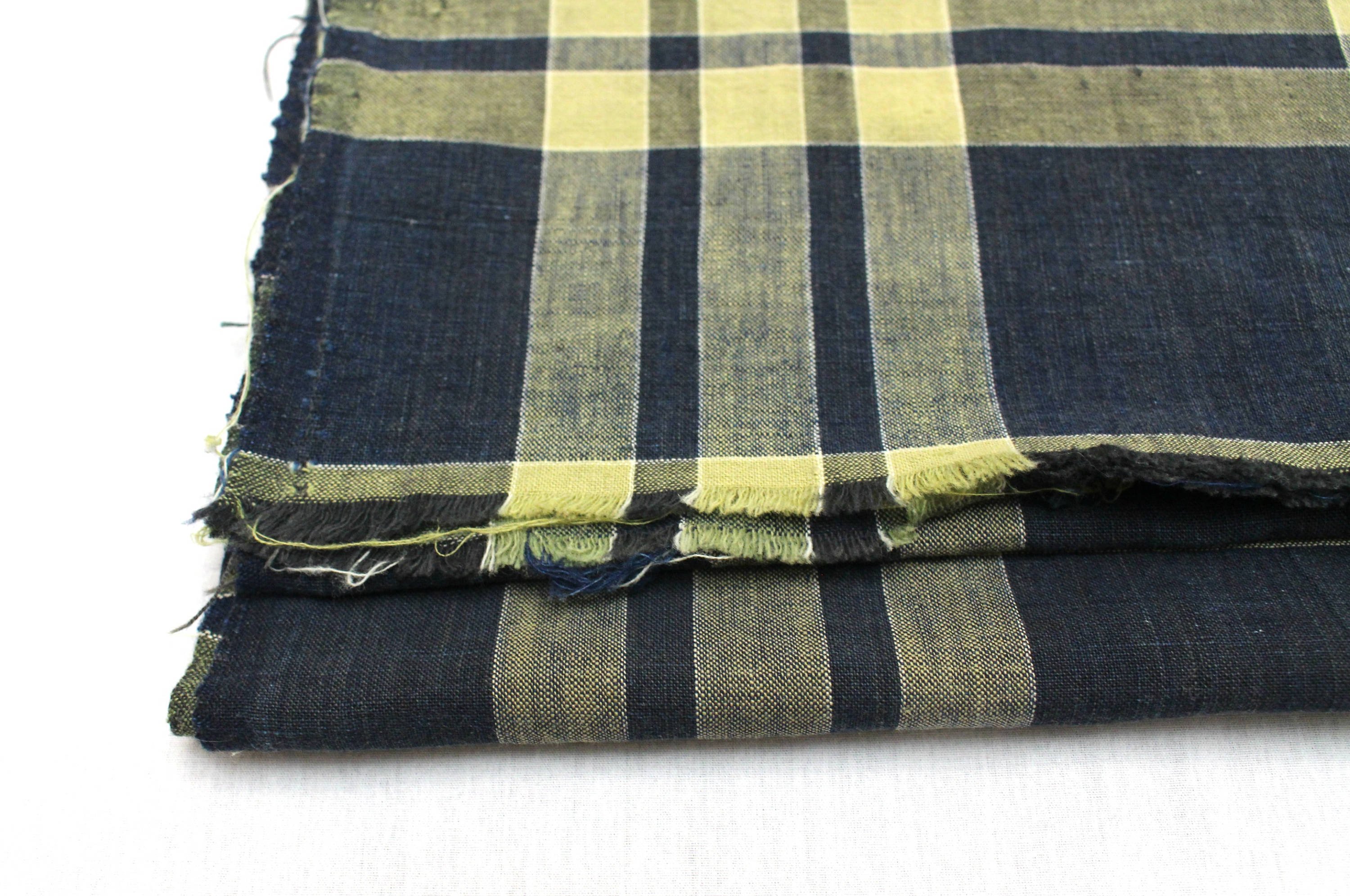 Vintage Japanese. Cotton Fabric. Japanese Ikat. Vintage Plaid. Japanese