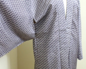 Vintage Handmade Purple Haori Jacket: Abstract Kimono Coat